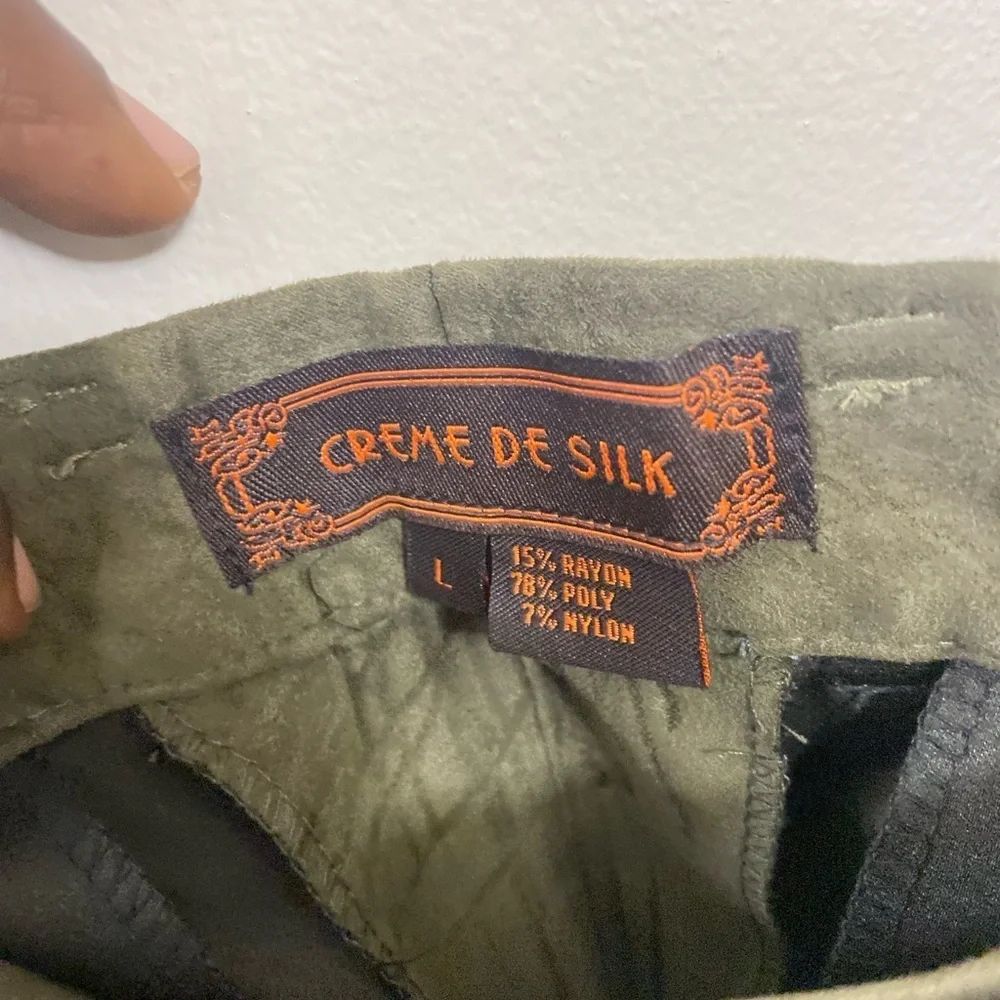 New Vintage CREME DE SILK Olive Green Poly & rayon Mix Pant Mens Size L Waist 36
